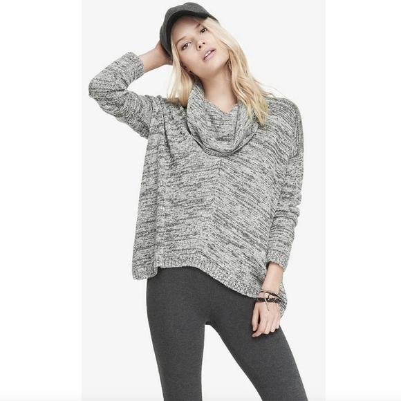 Express Tops - Express Cowl Neck Angular Gray Knit Sweater M/L